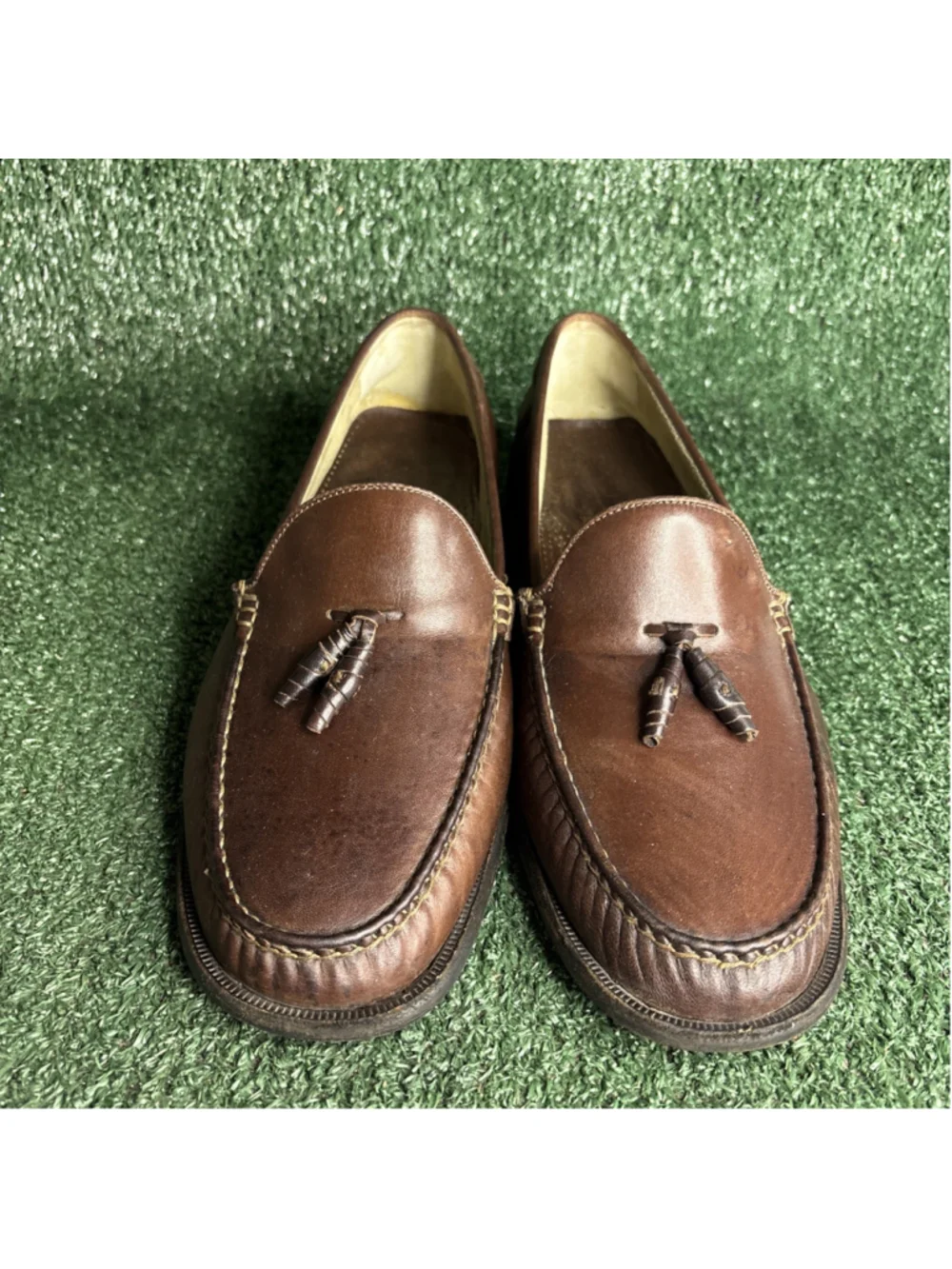STUNNING Bragano Cole Haan Tassel Loafers Mens 10.5‎ M Brown Leather Vintage